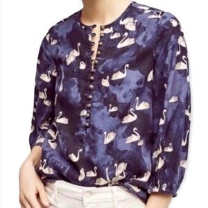 🕊L/12/14🕊EUC Maeve Flannel Swan Print Top🕊